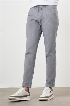 Morven Erkek Lacivert Pamuk Keten Trend İpli Jogger Slim Fit Spor Pantolon