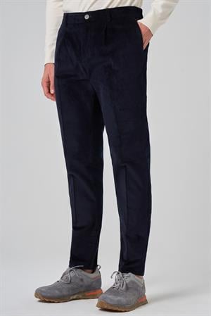 Morven Erkek Lacivert Pamuk Trend Fitilli Kadife Lastikli Slim Fit Pantolon
