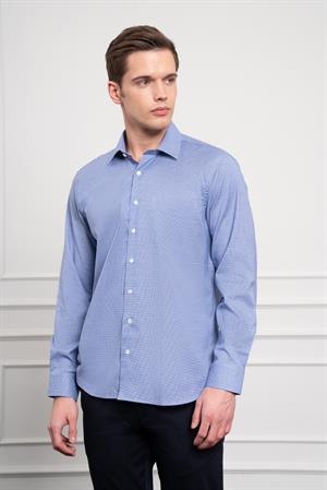 Morven Erkek Lacivert Pamuk Trend Regular Fit Sert Yaka Gömlek