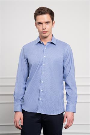 Morven Erkek Lacivert Pamuk Trend Regular Fit Sert Yaka Gömlek