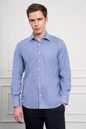 Morven Erkek Lacivert Pamuk Trend Regular Fit Sert Yaka Gömlek