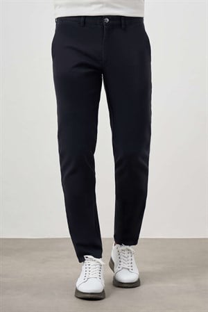 Morven Erkek Lacivert Pamuk Yan Cep Slim Fit Chino Pantolon