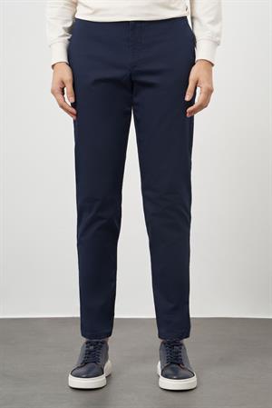 Morven Erkek Lacivert Pamuk Yan Cep Slim Fit Chino Pantolon
