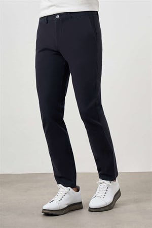 Morven Erkek Lacivert Pamuk Yan Cep Slim Fit Chino Pantolon