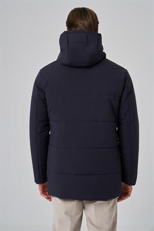 Morven Erkek Lacivert Poliamit Çıtçıtlı Kapüşonlu Mont