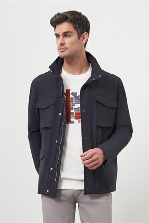 Morven Erkek Lacivert Poliamit Çıtçıtlı Kapitone Mont