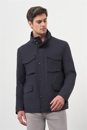 Morven Erkek Lacivert Poliamit Çıtçıtlı Kapitone Mont
