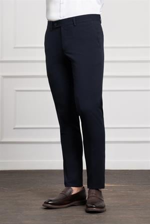 Morven Erkek Lacivert Poliviskon Basic Slim Fit Dar Kesim Classic Pantolon