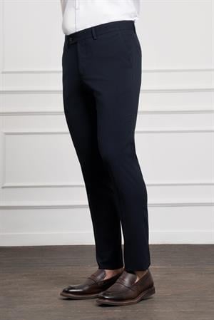 Morven Erkek Lacivert Poliviskon Basic Slim Fit Dar Kesim Classic Pantolon