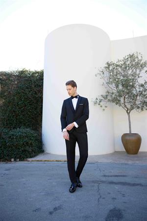 Morven Erkek Lacivert Poliviskon Ceromonia Jakar Desen Slim Fit Şal Çıkma Yaka Damatlık