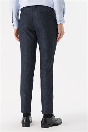 Morven Erkek Lacivert Poliviskon Desenli Slim Fit  Pantolon