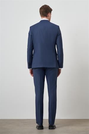 Morven Erkek Lacivert Poliviskon Slim Fit Mono Yaka Takım Elbise
