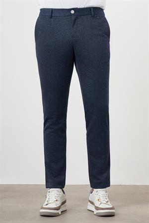 Morven Erkek Lacivert Poliviskon Trend Pileli Slim Fit Spor Pantolon