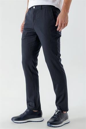 Morven Erkek Lacivert Poliviskon Trend Çizgili Slim Fit Classic Pantolon