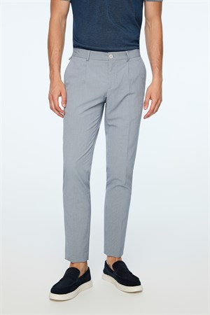 Morven Erkek Lacivert Poliviskon Trend Desenli Slim Fit Lastikli Pantolon