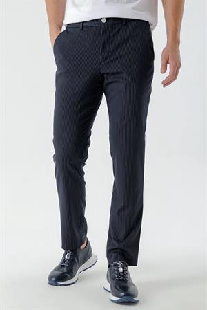 Morven Erkek Lacivert Poliviskon Trend Çizgili Slim Fit Classic Pantolon