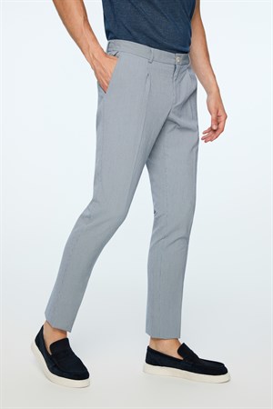 Morven Erkek Lacivert Poliviskon Trend Desenli Slim Fit Lastikli Pantolon