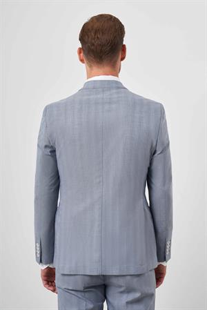 Morven Erkek Lacivert Poliviskon Trend Kruvaze Slim Fit Sivri Yaka Takım Elbise