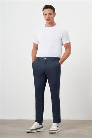 Morven Erkek Lacivert Poliviskon Trend Pileli Slim Fit Spor Pantolon