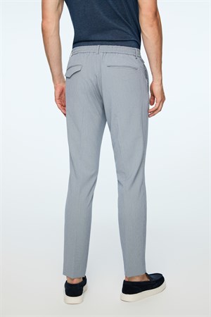 Morven Erkek Lacivert Poliviskon Trend Desenli Slim Fit Lastikli Pantolon