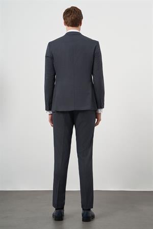 Morven Erkek Lacivert Poliviskon Trend Yelekli Desenli Slim Fit Sivri Yaka Takım Elbise