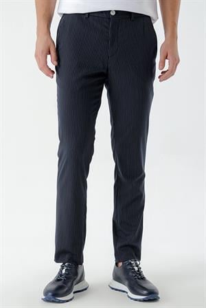 Morven Erkek Lacivert Poliviskon Trend Çizgili Slim Fit Classic Pantolon