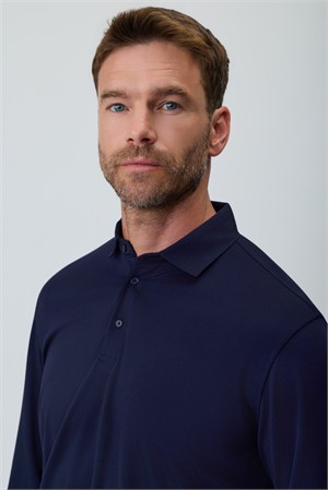 Morven Erkek Lacivert Polo Yaka Rayon Sweatshirt