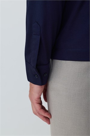 Morven Erkek Lacivert Polo Yaka Rayon Sweatshirt