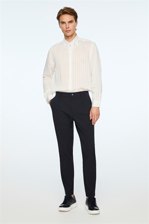Morven Erkek Lacivert Polyamid Trend Desenli Slim Fit Pantolon