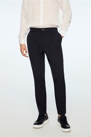 Morven Erkek Lacivert Polyamid Trend Desenli Slim Fit Pantolon