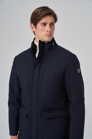 Morven Erkek Lacivert Polyester Çıtçıtlı Kapüşonlu Mont