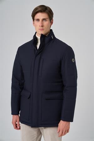 Morven Erkek Lacivert Polyester Çıtçıtlı Kapüşonlu Mont