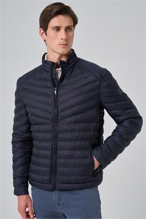 Morven Erkek Lacivert Polyester Kısa Kapitone Mont