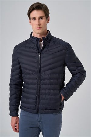 Morven Erkek Lacivert Polyester Kısa Kapitone Mont