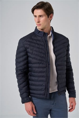 Morven Erkek Lacivert Polyester Kısa Kapitone Mont