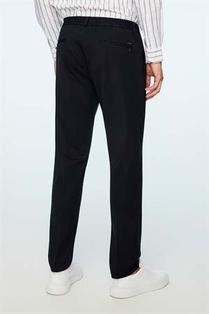 Morven Erkek Lacivert Rayon Trend Düz Slim Fit Pantolon