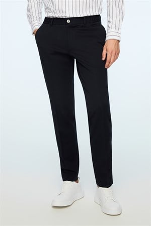 Morven Erkek Lacivert Rayon Trend Düz Slim Fit Pantolon