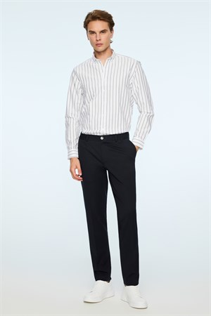 Morven Erkek Lacivert Rayon Trend Düz Slim Fit Pantolon