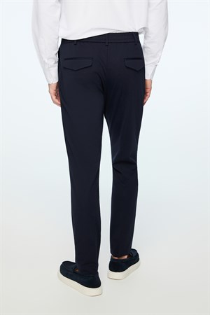 Morven Erkek Lacivert Rayon Trend Düz Slim Fit Pantolon