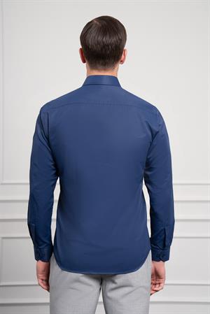 Morven Erkek Lacivert Slim Fit Dar Kesim Sert Spor Yaka Gömlek