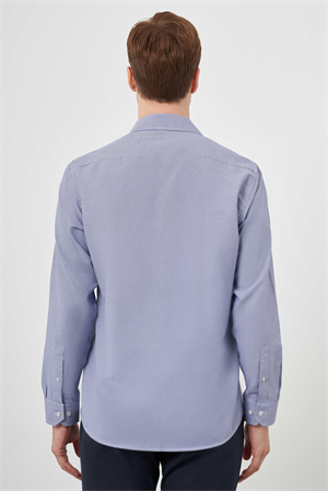 Morven Erkek Lacivert Slim Fit Desenli Gömlek