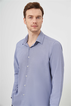 Morven Erkek Lacivert Slim Fit Desenli Gömlek