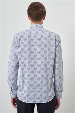 Morven Erkek Lacivert Slim Fit Düğmeli Yaka Gömlek