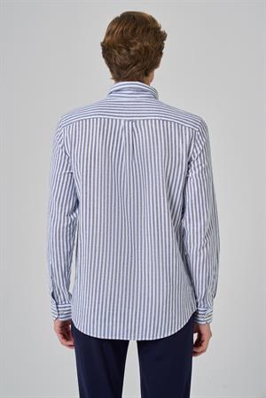 Morven Erkek Lacivert Slim Fit Düğmeli Yaka Gömlek