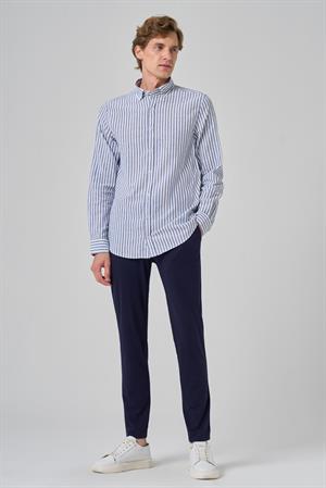 Morven Erkek Lacivert Slim Fit Düğmeli Yaka Gömlek