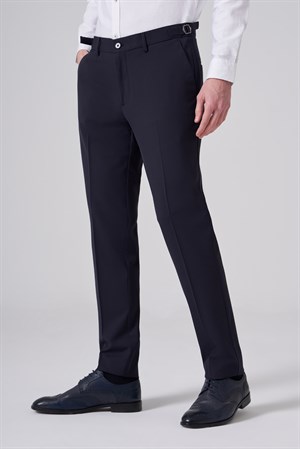 Morven Erkek Lacivert Slim Fit Tokalı Pantolon