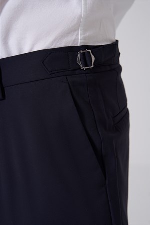 Morven Erkek Lacivert Slim Fit Tokalı Pantolon
