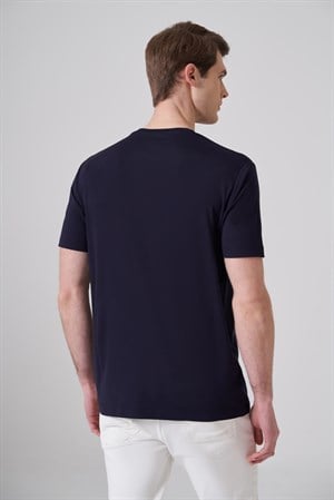 Morven Erkek Lacivert Trend  Bisiklet Yaka Rayon Dinamik Fit Tshirt