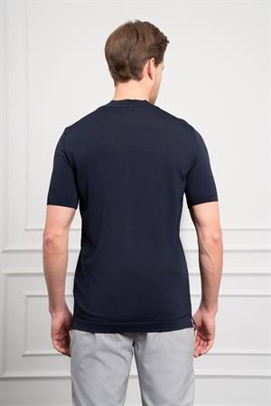 Morven Erkek Lacivert Trend Bisiklet Yaka Dynamic Fit Rahat Kesim Rayon T-Shirt