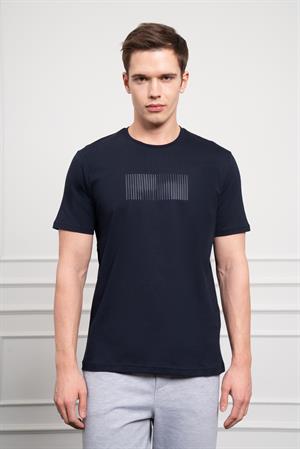 Morven Erkek Lacivert Trend Bisiklet Yaka Pamuk Dinamik Fit T-Shirt